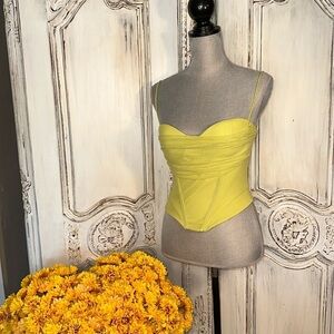 Victorian Edwardian Fairycore Lime Green Spaghetti Strap Corset Styling Top S/M